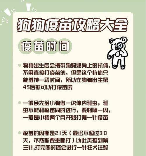 狗疫苗接种时间表及必要性解析（了解狗疫苗接种时间表，保护你的爱犬免受疾病侵害）
