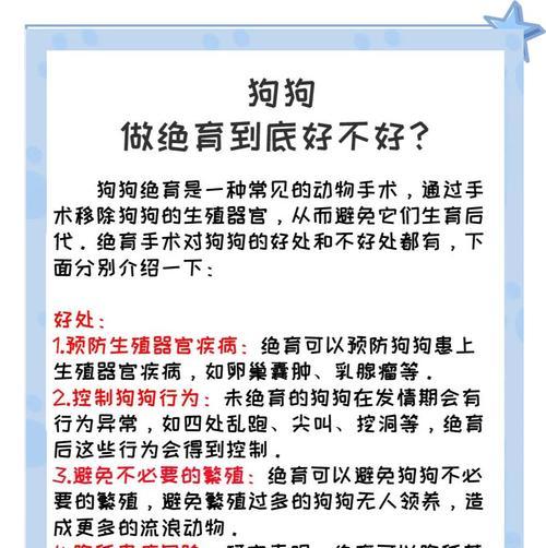 公狗绝育术前检查的必要性与内容（保障手术安全的关键措施及注意事项）